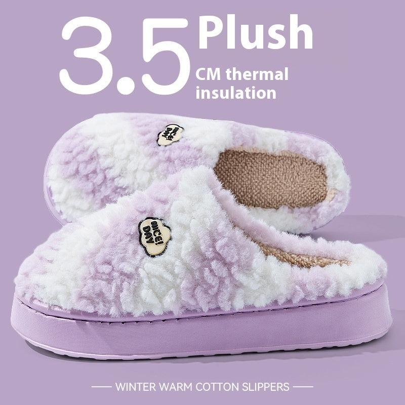 Chaussons en velours coton non glissants pour femmes