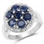 2.10 Carat Blue Sapphire Sterling Silver Engagement Ring