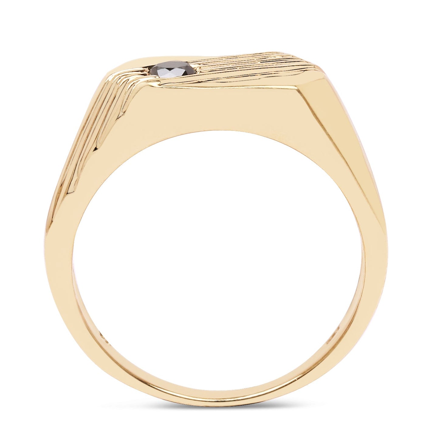 14K Yellow Gold Plated Black Diamond Sterling Silver Engagement Ring
