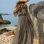 Elegant White V-Neck Tie Shoulder Maxi Dress