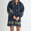 Embroidered Long Sleeve Peasant Mini Dress for Women