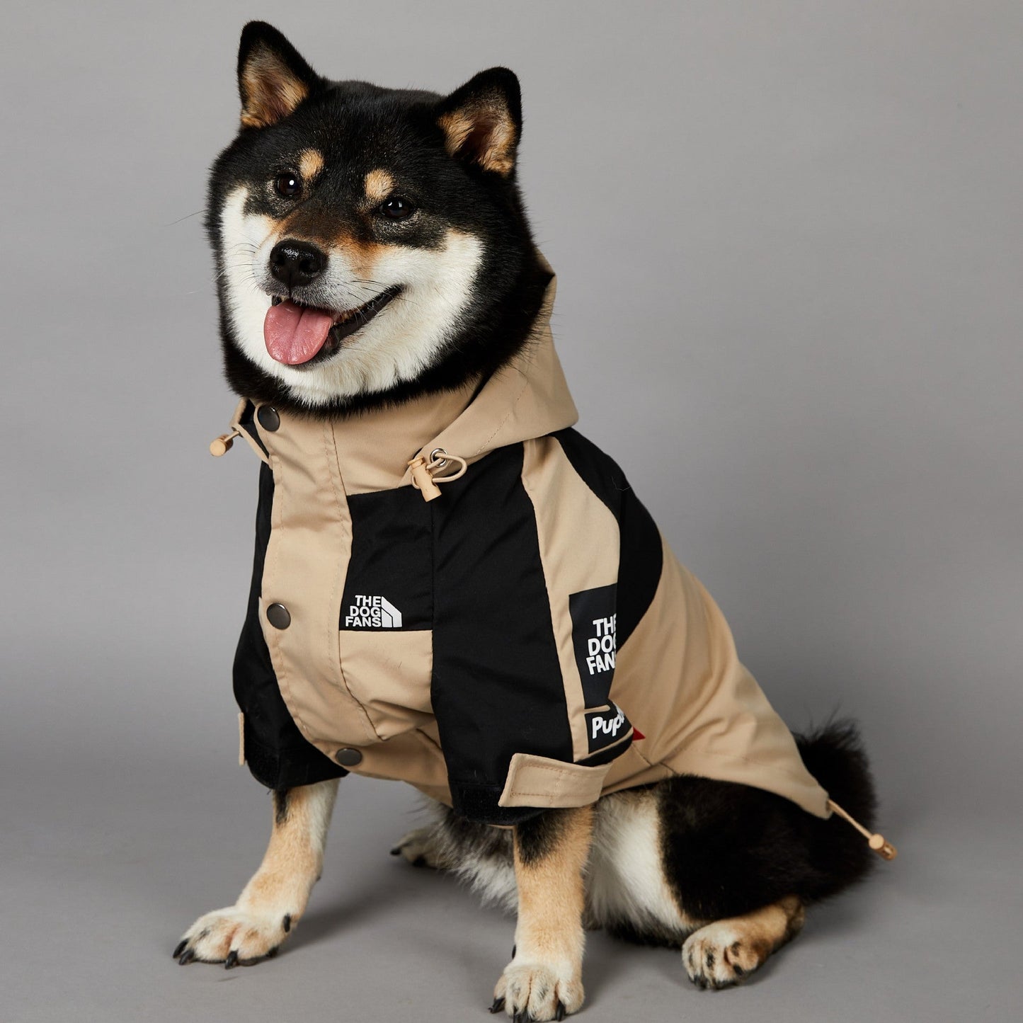 Khaki Large Dog Raincoat for Stylish Protection