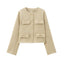 Veste Croppée Chic Décorée de Poches
