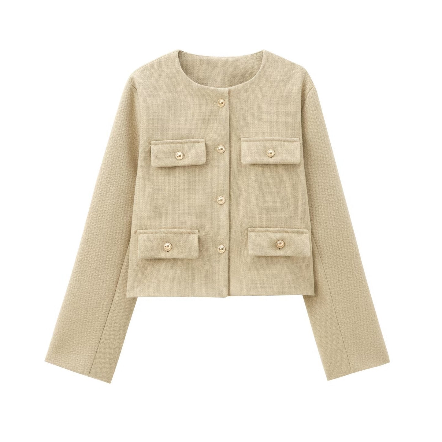 Veste Croppée Chic Décorée de Poches