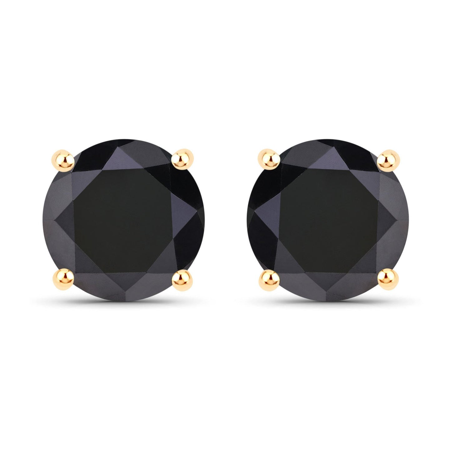 Boucles d'oreilles en diamant noir véritable de 4,12 carats en or jaune 14K