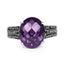 3.96 Carat Amethyst & Black Diamond Sterling Silver Ring