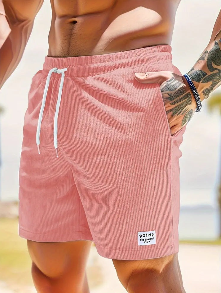 Lace-up Drawstring Corduroy Jogger Shorts for Men