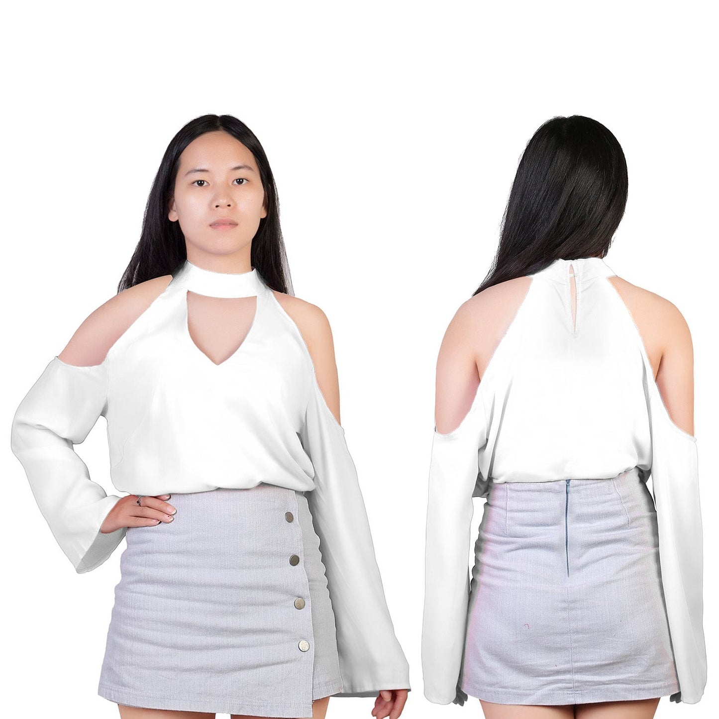 Women's Off The Shoulder V-Neck Blouse - Summer Essential