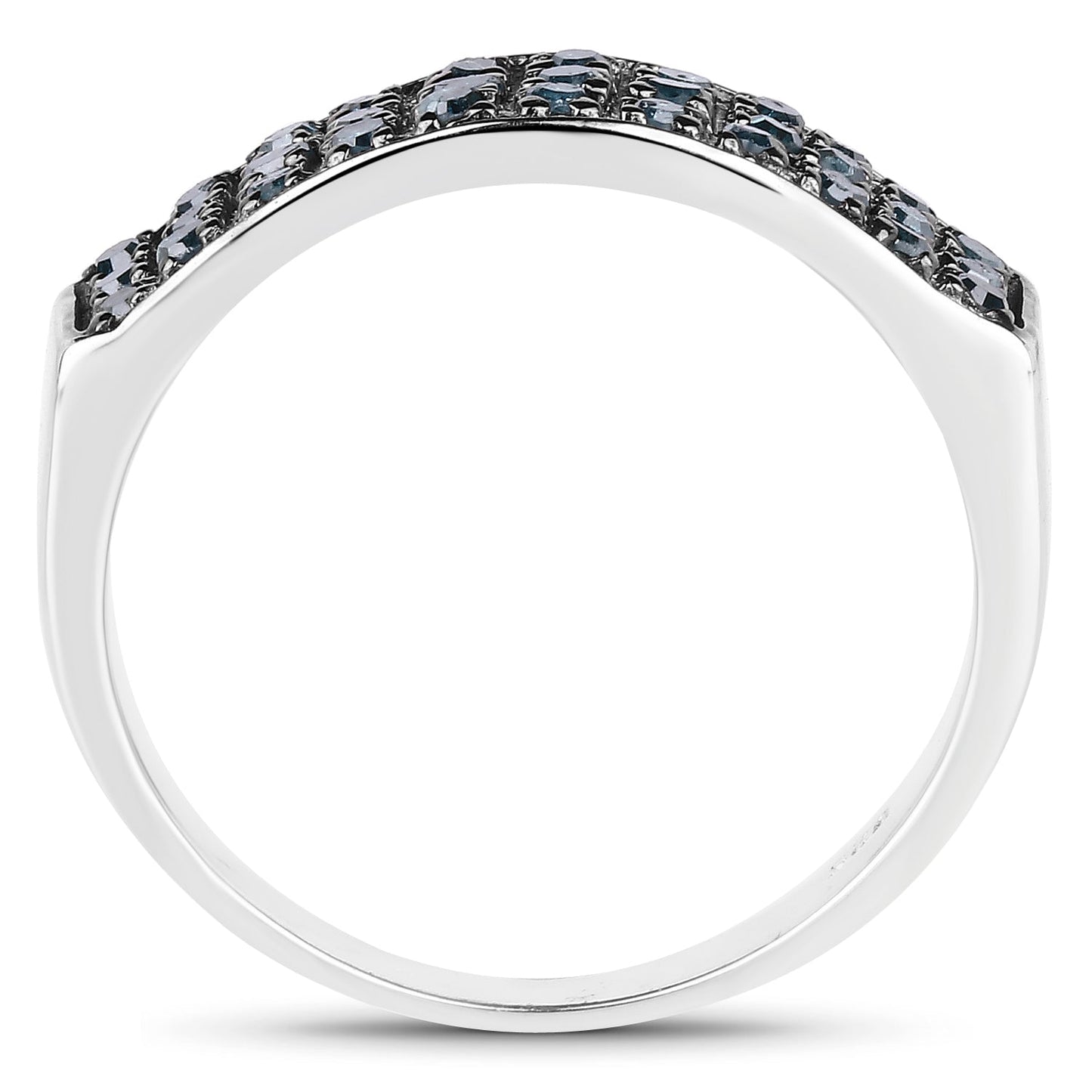 0.40 Carat Genuine Blue Diamond Sterling Silver Engagement Ring