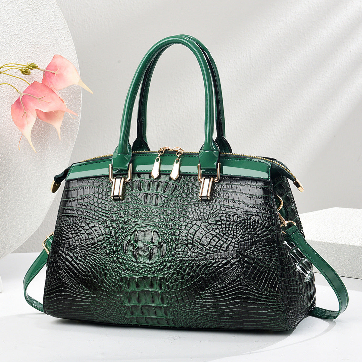 Elegant Patent Leather Large-Capacity Satchel Handbag