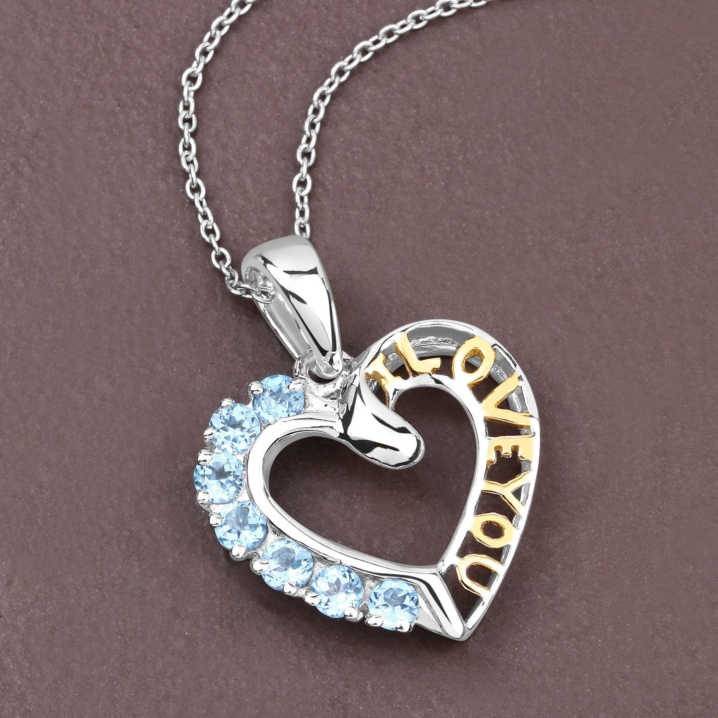 Colgante de Topacio Azul Suizo Genuino de 0.84 Quilates en Plata Esterlina