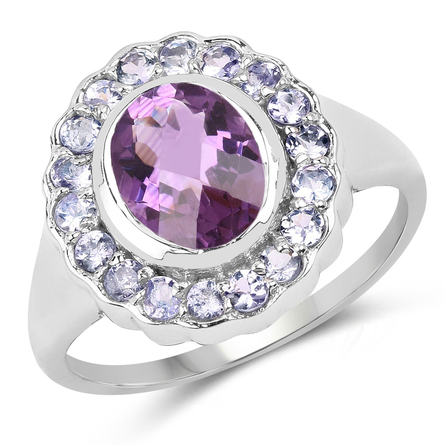 Bague en argent sterling avec améthyste et tanzanite de 2,53 carats