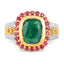 14K Yellow Gold Plated Emerald and Ruby Cocktail Ring