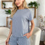 Double Take Full Size Texture T-Shirt and Shorts Set