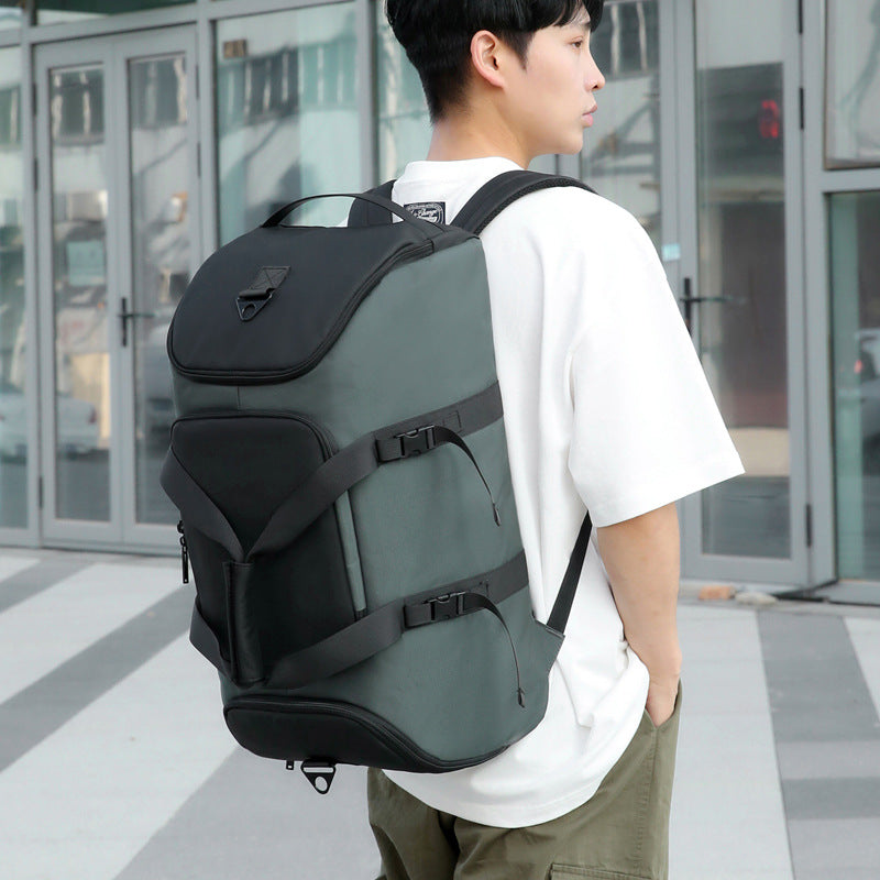 Large-Capacity Leather-Coated Duffel Bag for Outdoor Travel