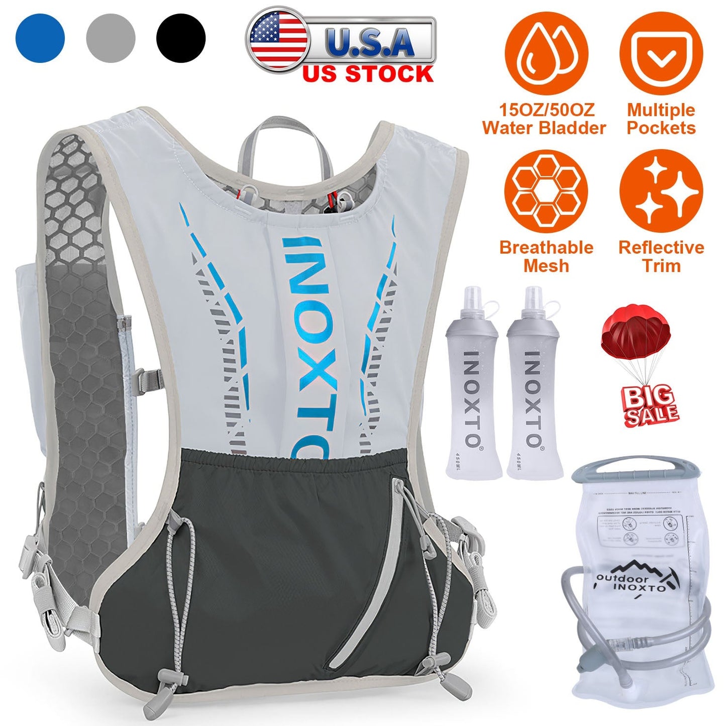 Chaleco de Hidratación Deportivo Gbruno con Bolsa de 50oz para Actividades al Aire Libre