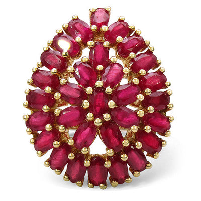 Bague en cluster en rubis véritable plaquée or jaune 14K de 9,30 carats