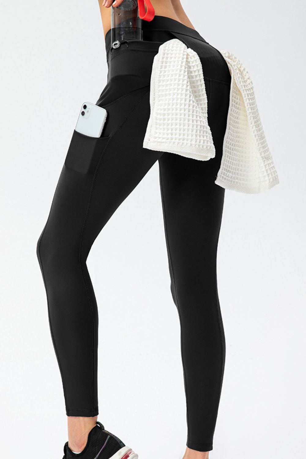 Pantalons de sport longs taille haute slim fit grande taille avec poches