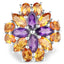 Bague en argent sterling avec améthyste de 7,96 carats et citrine de Madeira