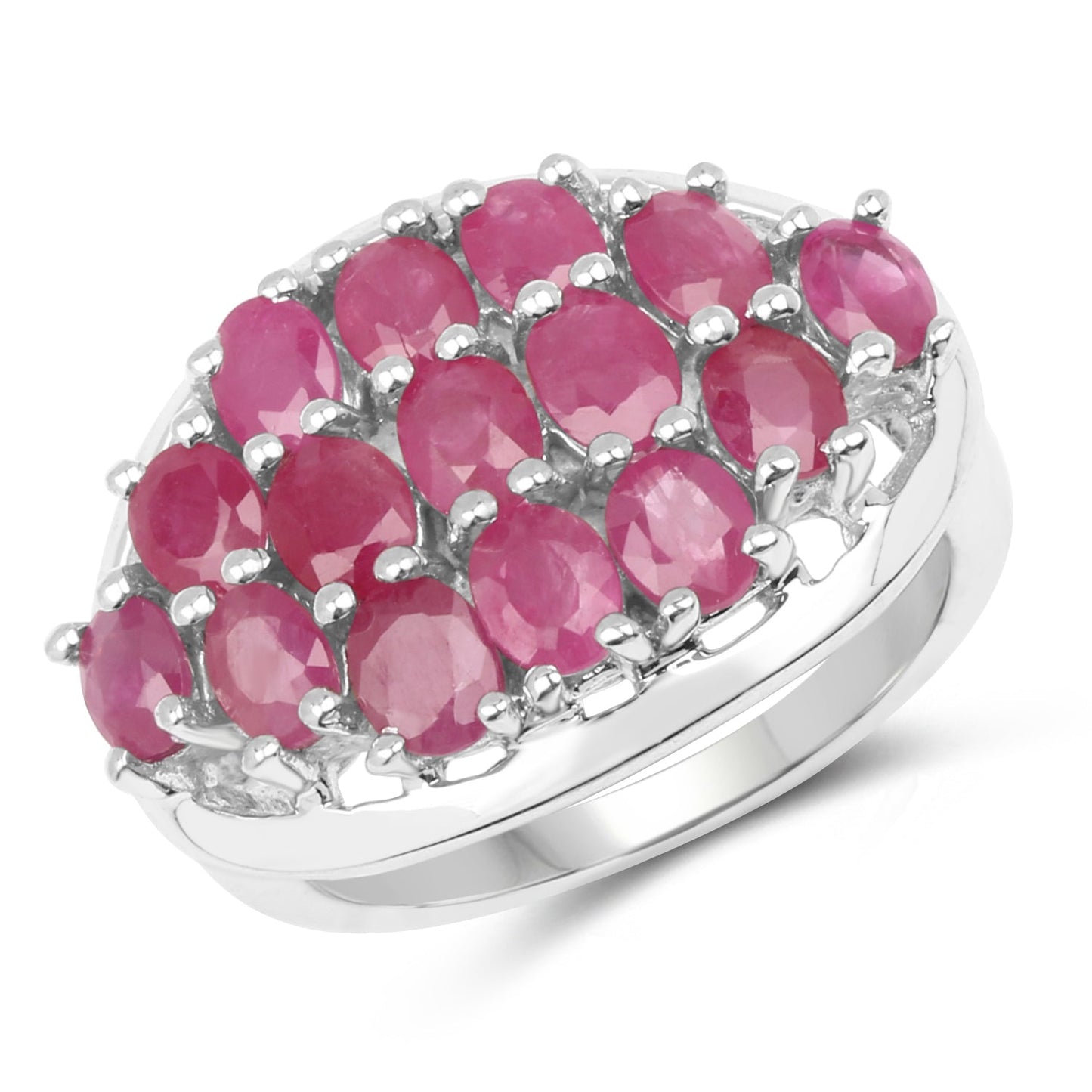 3.00 Carat Genuine Ruby Sterling Silver Engagement Ring