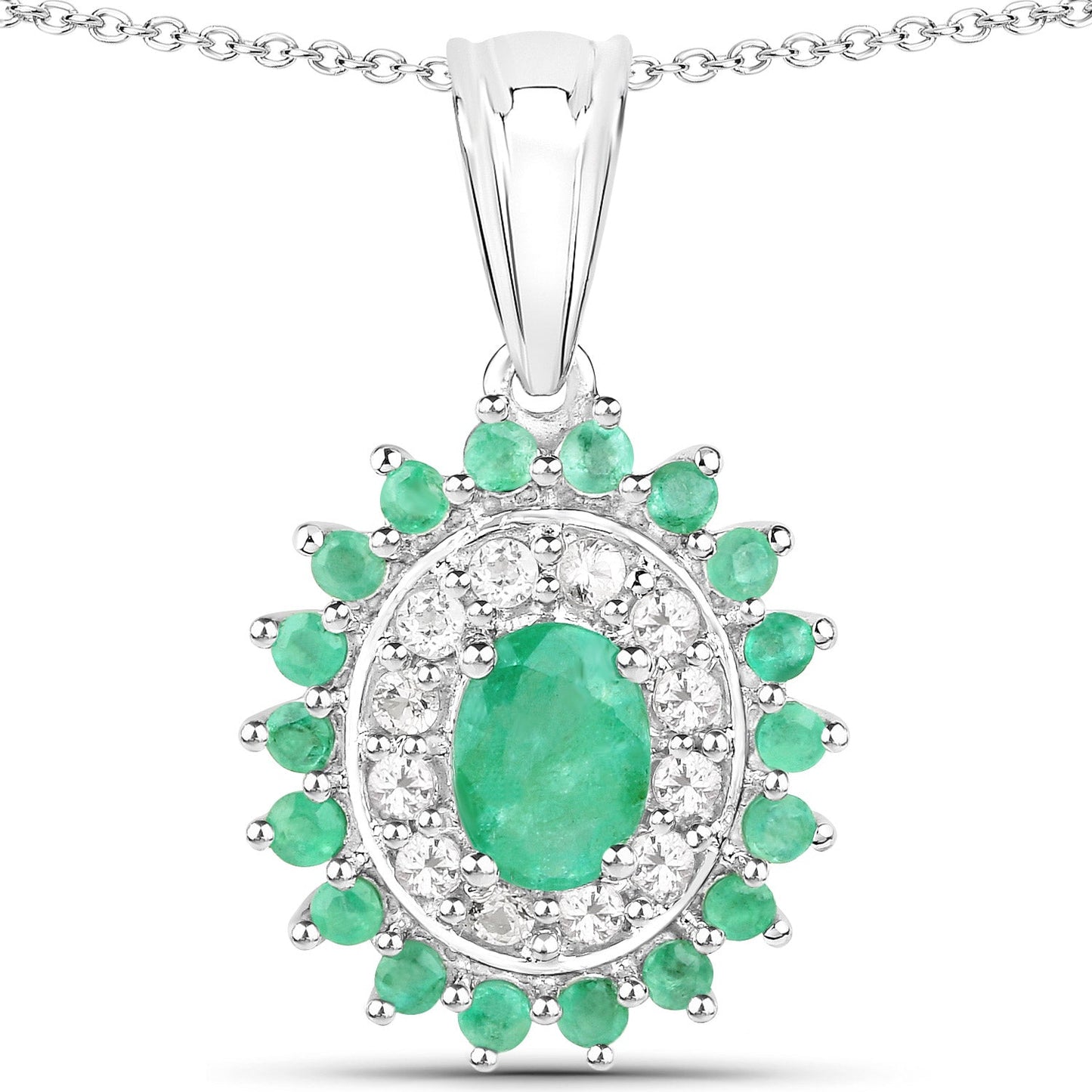 Ensemble de bijoux en émeraude zambienne de 6,53 carats et topaze blanche