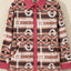 Retro Geometric Print Corduroy Trim Button-Up Jacket