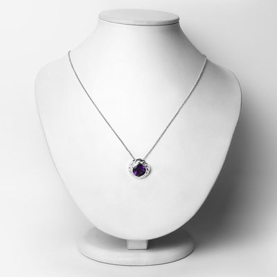 3.30 Carat Genuine Amethyst Sterling Silver Pendant