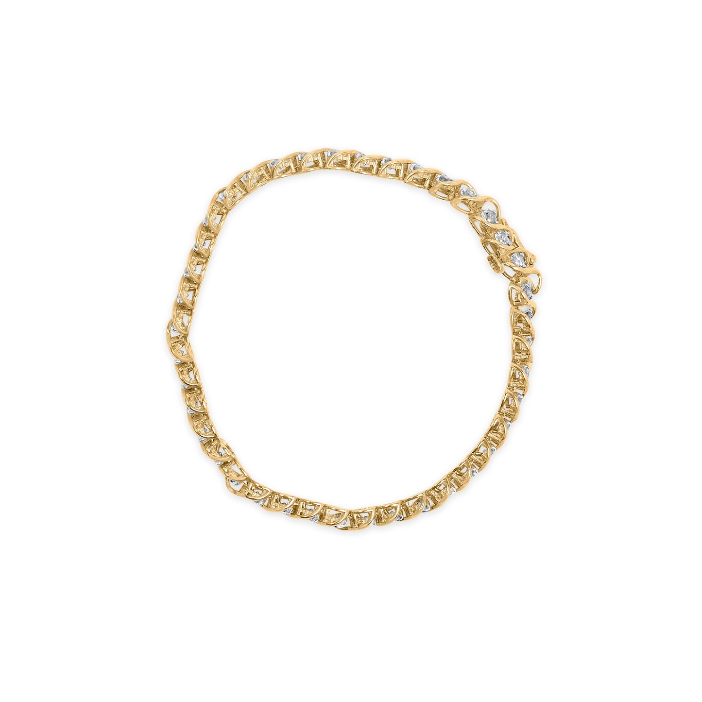 10K Yellow Gold Diamond Spiral Link Bracelet - 3 cttw