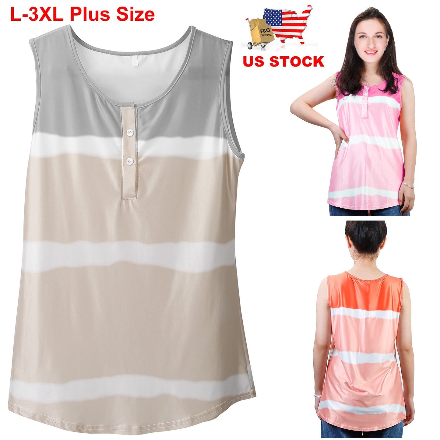Top sin mangas de tie-dye de talla grande para mujeres