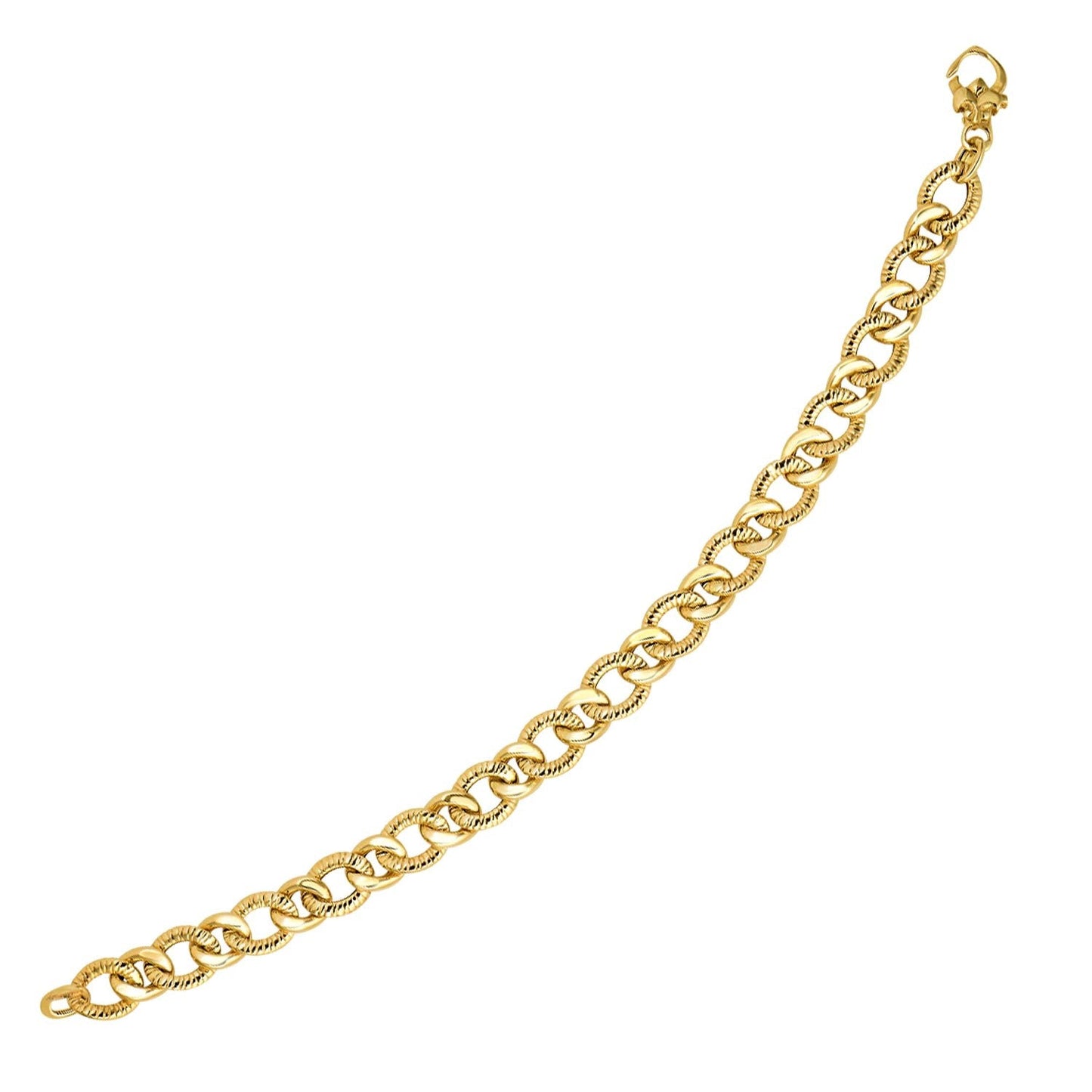 14k Yellow Gold Curb Chain Bracelet with Diamond Cuts