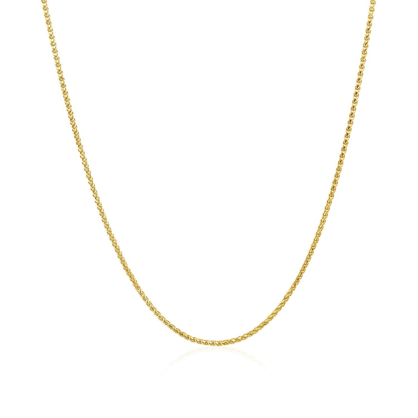 Cadena de Trigo Redonda Cortada con Diamante de Oro Amarillo de 14k - 1.0mm