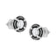 Pendientes de Stud con Halo de Diamantes en Plata Esterlina Baño de Rodio Negro