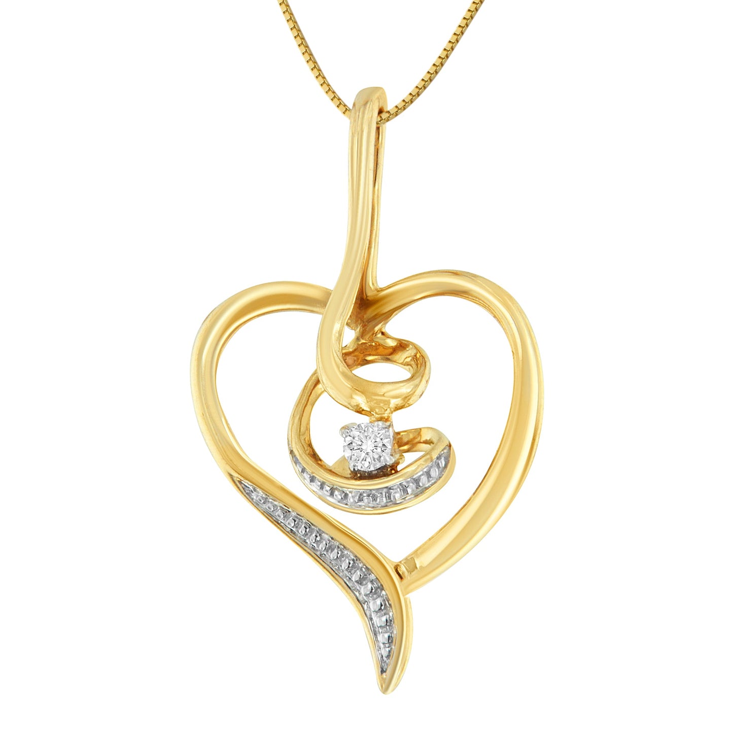 Espira 10K Yellow Gold Diamond-Accented Heart Pendant Necklace