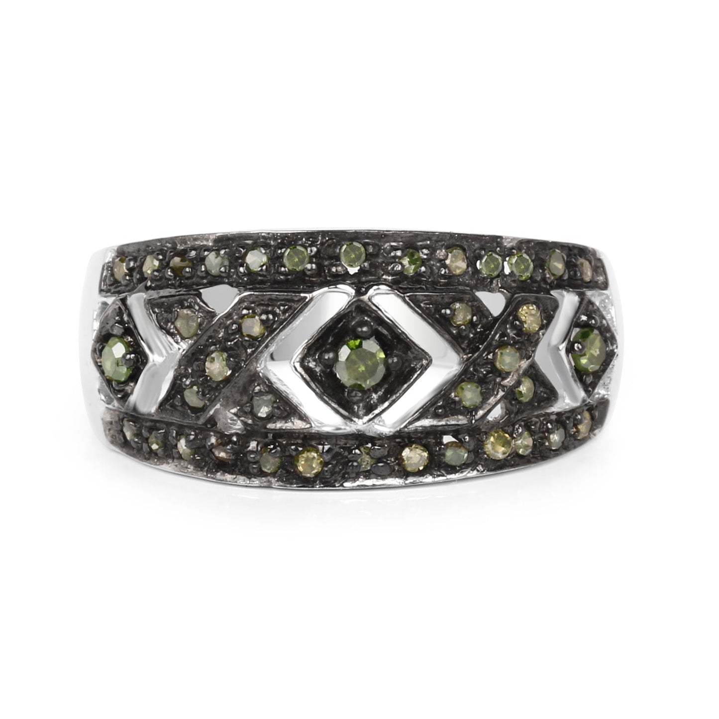 Bague en Argent Sterling avec Diamant Vert Naturel de 0,27 Carat