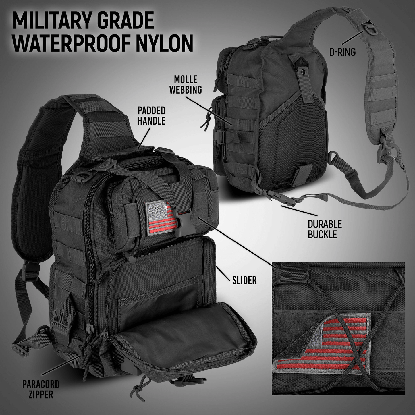 XGear Tactical 14L Sling Bag Backpack with Adjustable Strap