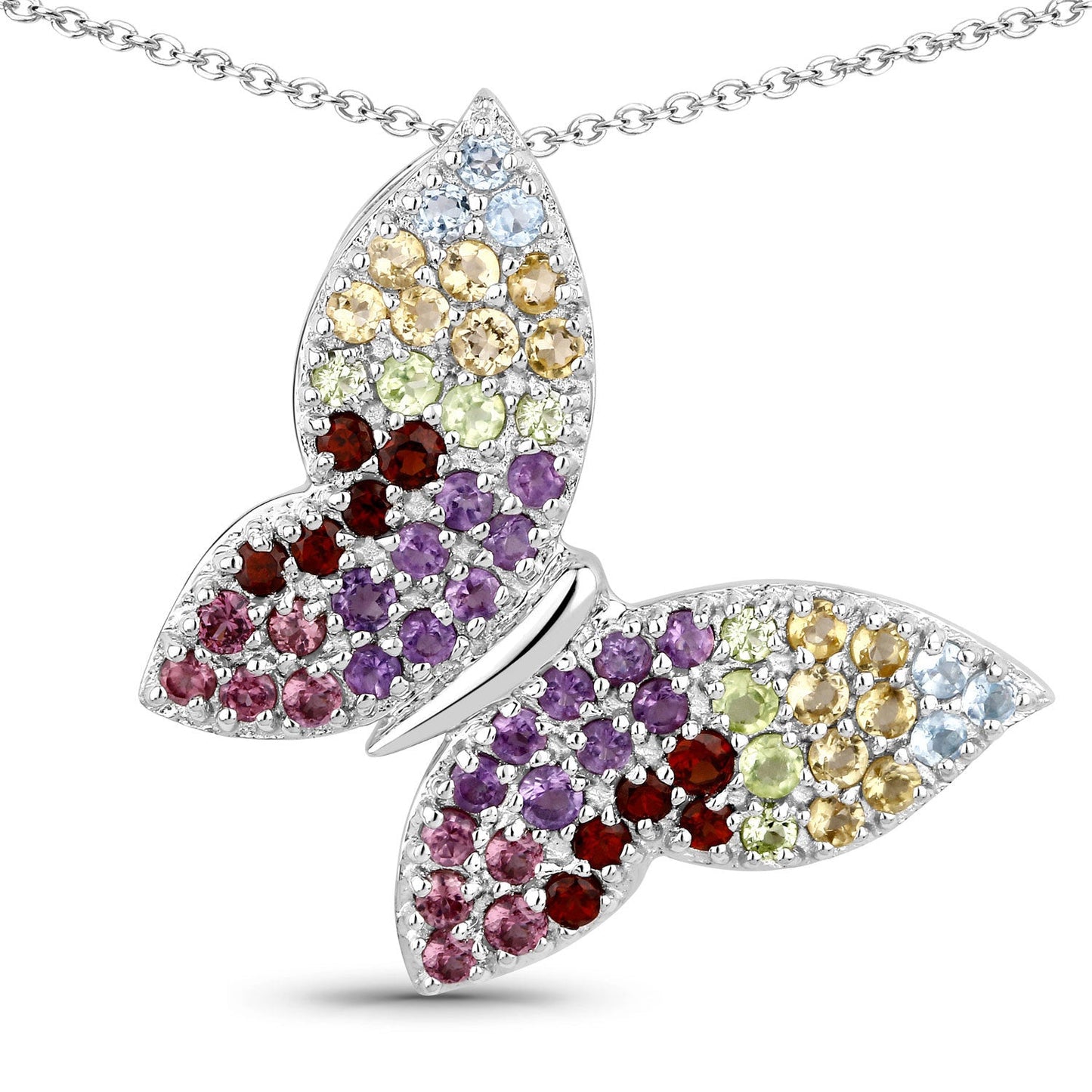 Pendentif en argent sterling .925 de 1,62 carat avec pierres multiples