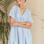 Vestido Babydoll de Cuello en V a Rayas con Dobladillo Volante