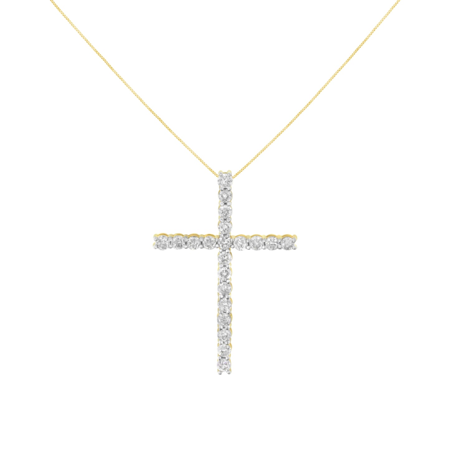Collar con colgante de cruz de diamantes de plata esterlina chapada en oro de 10K - 18"
