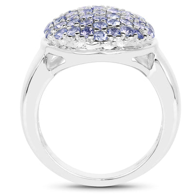Bague de fiançailles en argent sterling avec tanzanite véritable de 2,00 carats