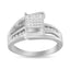10K White Gold Princess-Cut Diamond Cluster Bypass Ring - Size 7