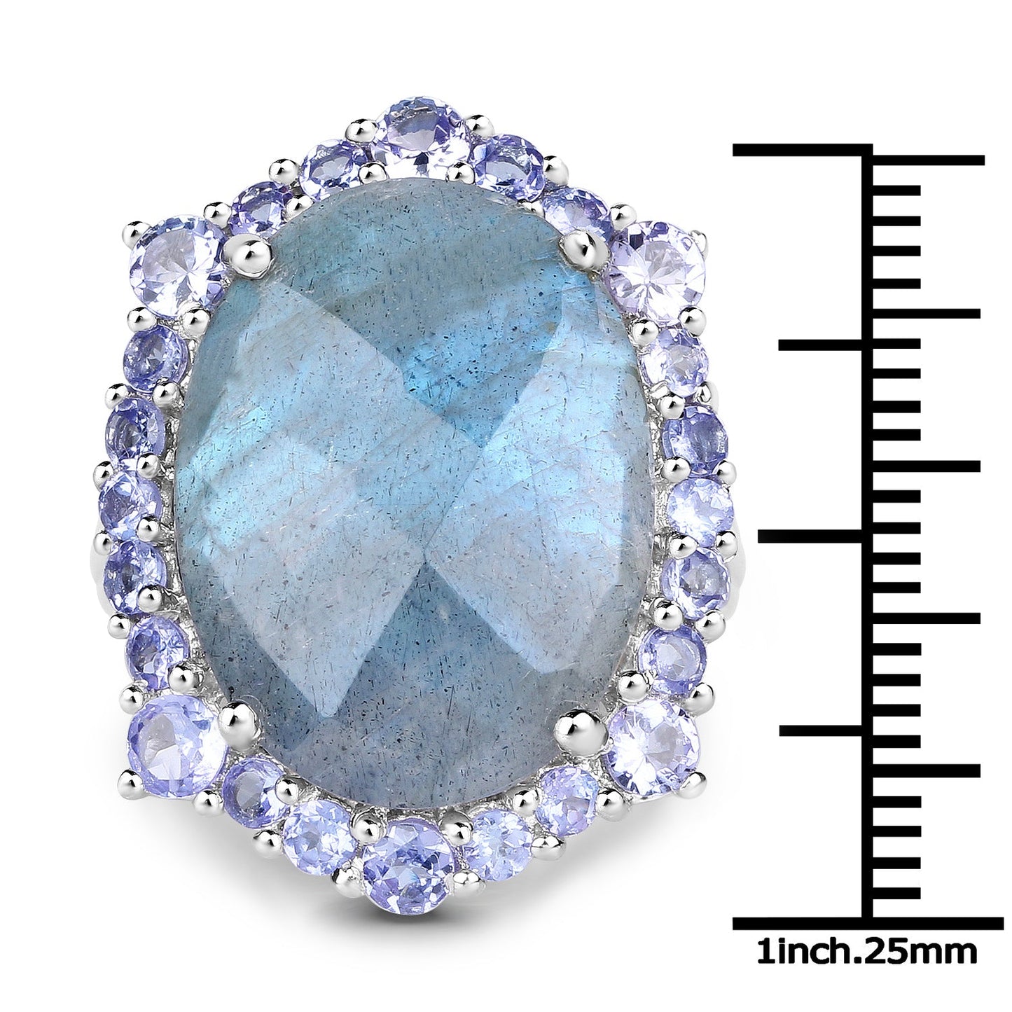 Bague en argent sterling de 13,99 carats en labradorite et tanzanite