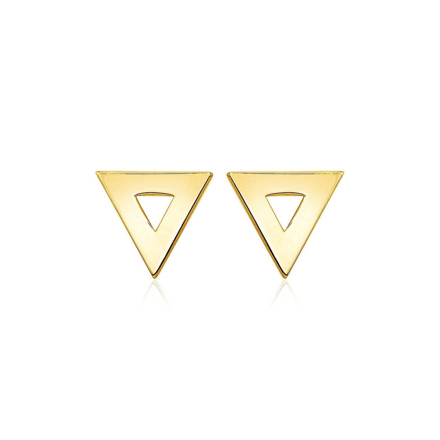 Pendientes de Aro Abierto en Triángulo Pulido de Oro Amarillo de 14k