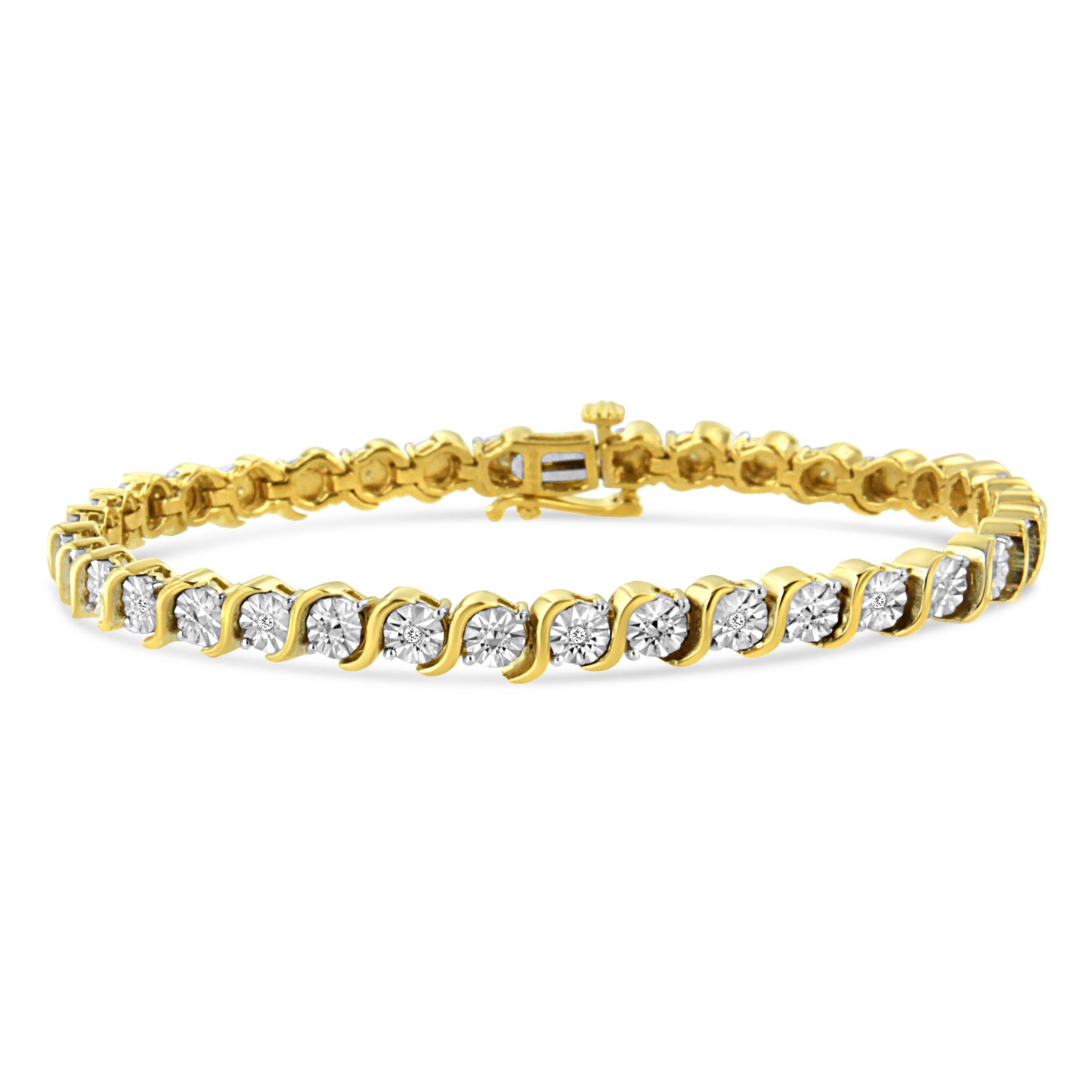 14K Rose Gold Plated Sterling Silver Diamond Tennis Bracelet - 7"