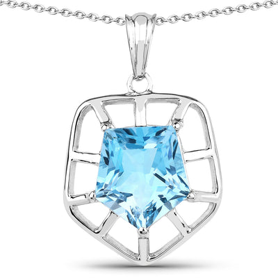 7.60 Carat Genuine Blue Topaz Sterling Silver Pendant
