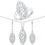 Conjunto de joyería de topacio azul y blanco genuino de 4.50 quilates en plata de ley