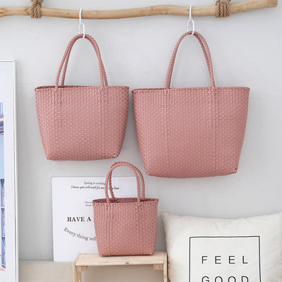 Sac de Plage Tissé en PVC Grande Capacité pour Femmes