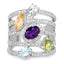 Bague de fiançailles en argent sterling .925 de 3,66 carats avec pierres multiples