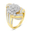 Bague en diamant croisée en or jaune 10K avec diamants ronds et baguette - Taille 7-1/2