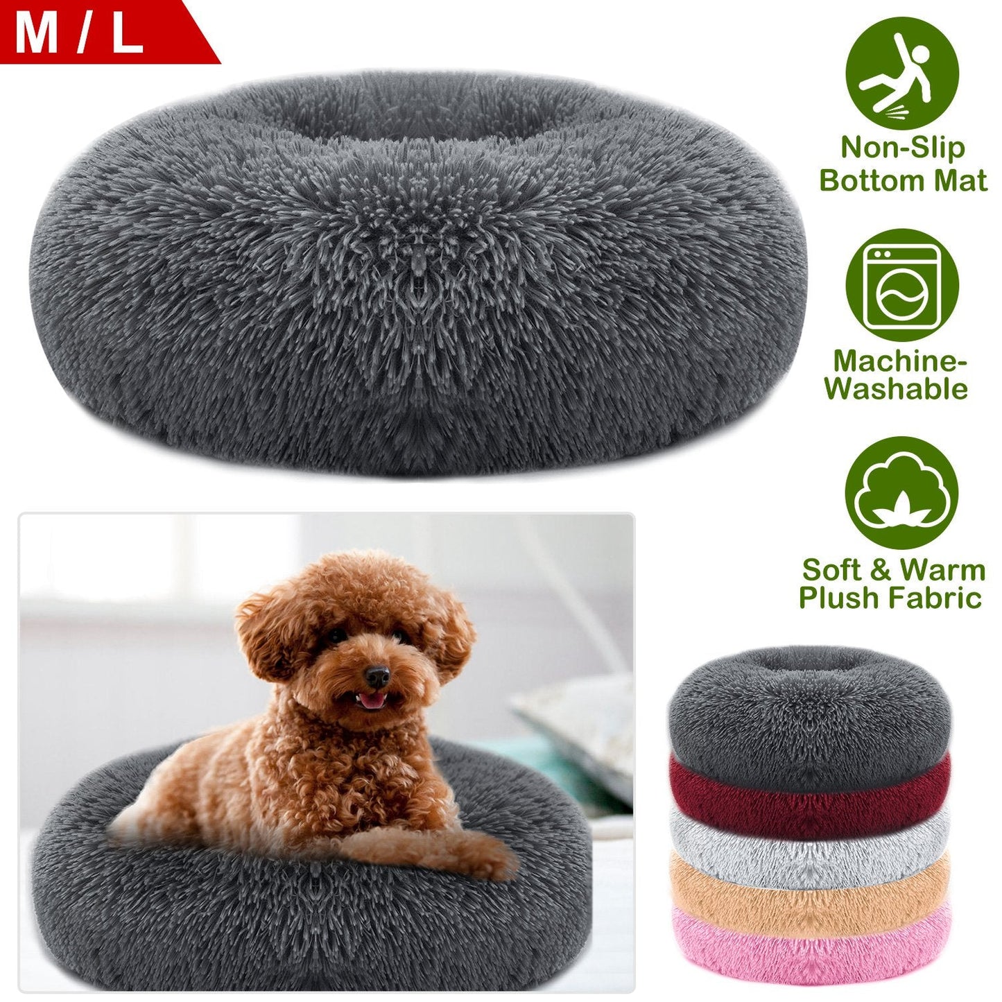 Lit pour chien en forme de coussin douillet pour petits et moyens animaux de compagnie