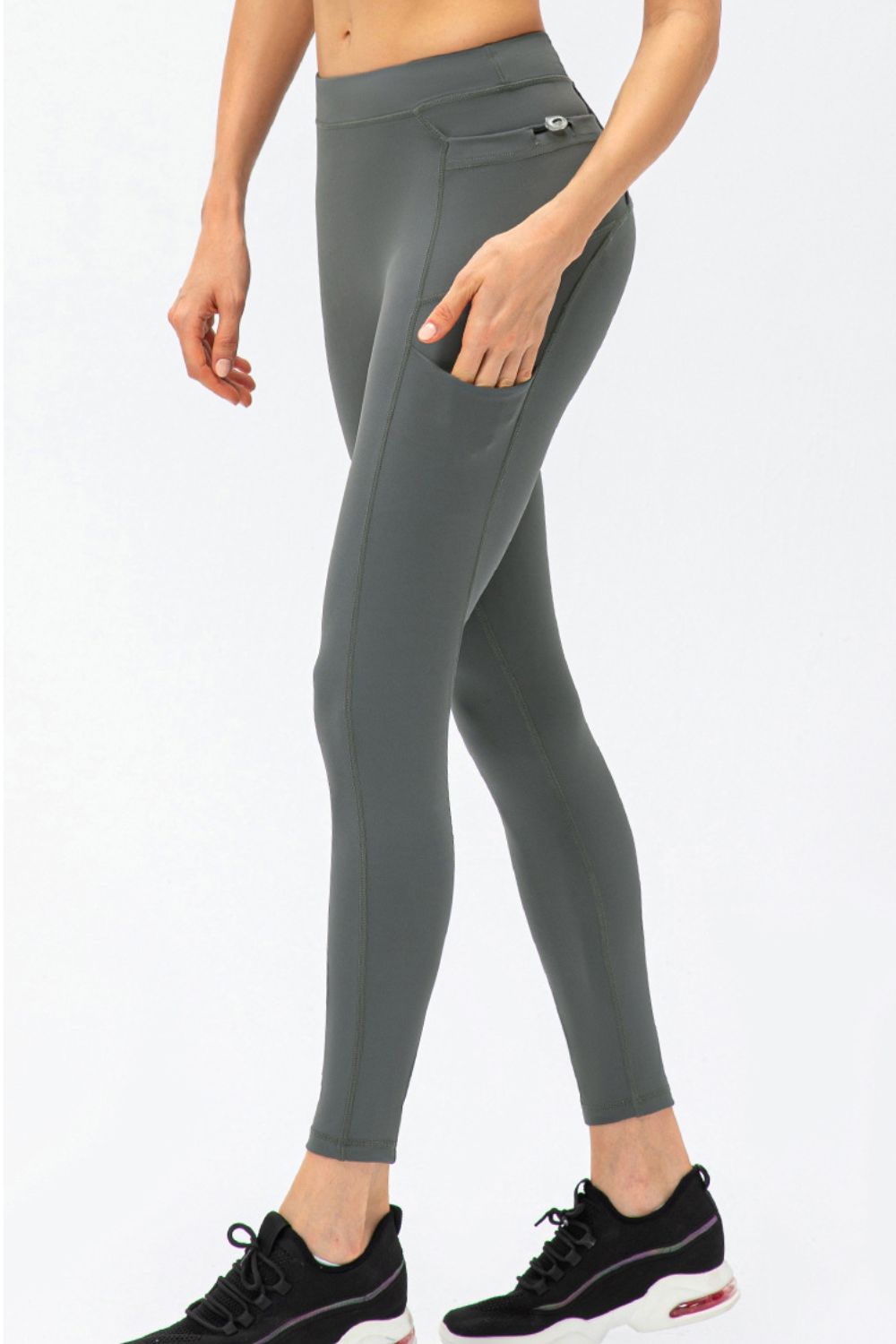 Pantalons de sport longs taille haute slim fit grande taille avec poches